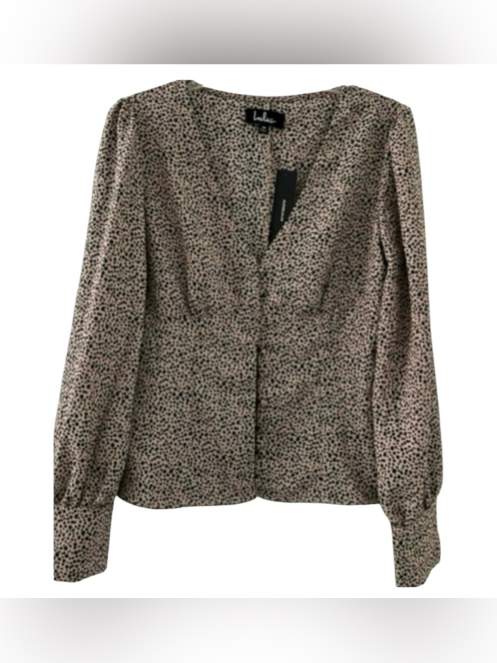 NWT Lulus Medium sweet spot taupe cheetah print long sleeve button up blouse